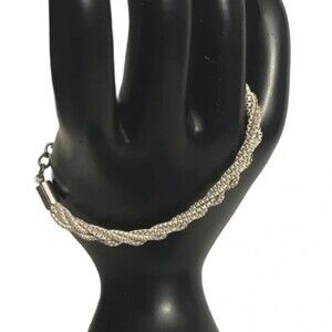 American Eagle White Braided Box Chain Bracelet